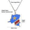 Africa Democratic Republic of the Congo Map &Flag Pendant Necklace Gold/Steel Color Men/Women Stainless Steel Map Ethnic jewelry