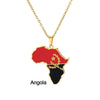 Africa Map Flag Pendant Necklace Gold Color Stainless Steel Ghana Nigeria Congo Somalia Angola Liberia African Jewelry Gift