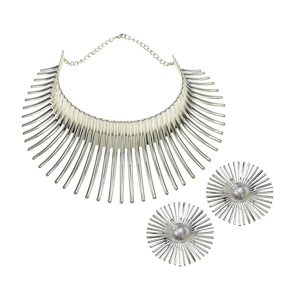 Africa Necklaces Jewelry Set Gold Color Metal Big Exaggerated Torque Choker Necklace Earrings Set Jewelry African Steampunk 2022