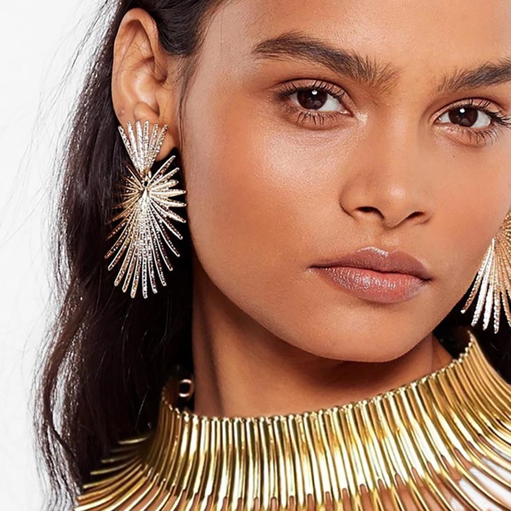 Africa Necklaces Jewelry Set Gold Color Metal Big Exaggerated Torque Choker Necklace Earrings Set Jewelry African Steampunk 2022