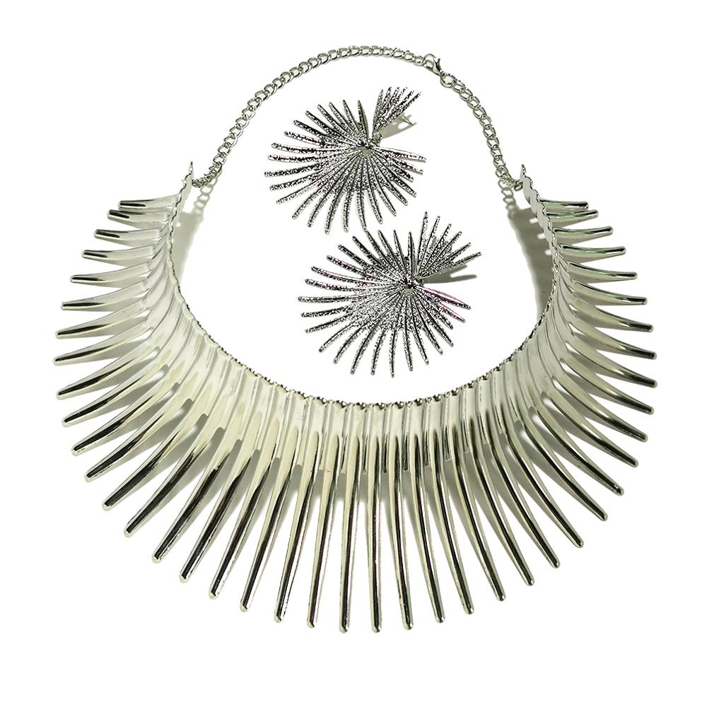 Africa Necklaces Jewelry Set Gold Color Metal Big Exaggerated Torque Choker Necklace Earrings Set Jewelry African Steampunk 2022