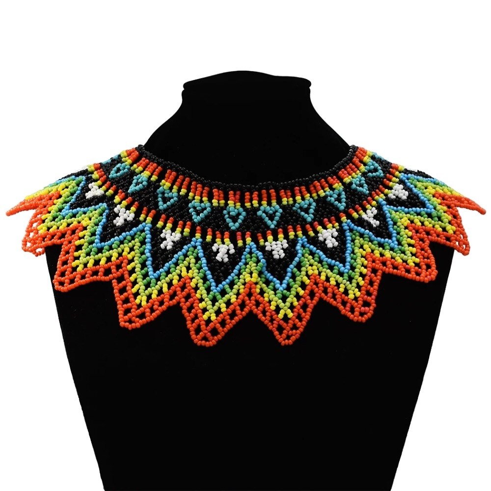 African Ethnic Resin Beaded Necklaces for Women Bohemia Statement Collar Choker Necklaces Lady Gift Gypsy Tribal Jewelry Gift