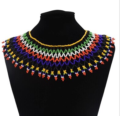 African Multicolors Resin Beads Choker Necklaces for Women Boho Big Tribal Collar Statement Necklace Tribal Party Jewelry Gift