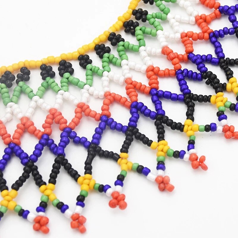 African Nigerian Colorful Resin Bead Multilayer Link Chain Necklaces Choker Collar For Bride India Tribal Zulu Statement Jewelry