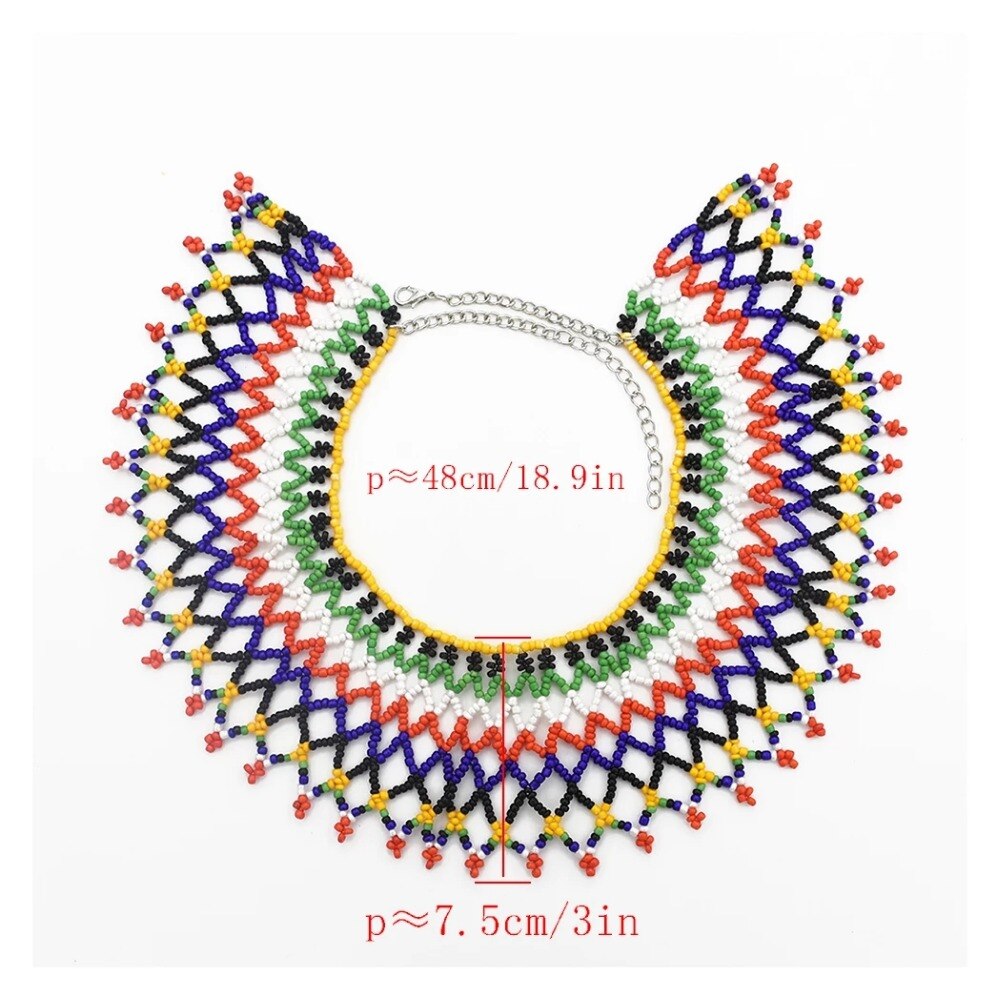 African Nigerian Colorful Resin Bead Multilayer Link Chain Necklaces Choker Collar For Bride India Tribal Zulu Statement Jewelry