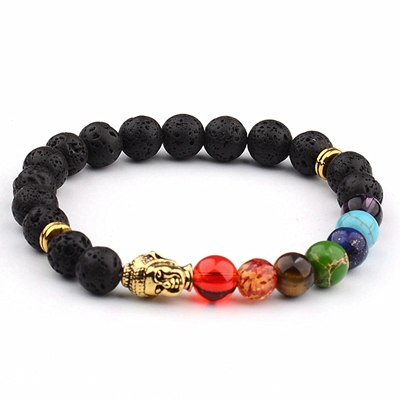 Agate Bracelet Men Fashion 7 Chakra Healing Beaded Lava Stone Bracelet Buddha Bracelet Bangle Women Jewelry