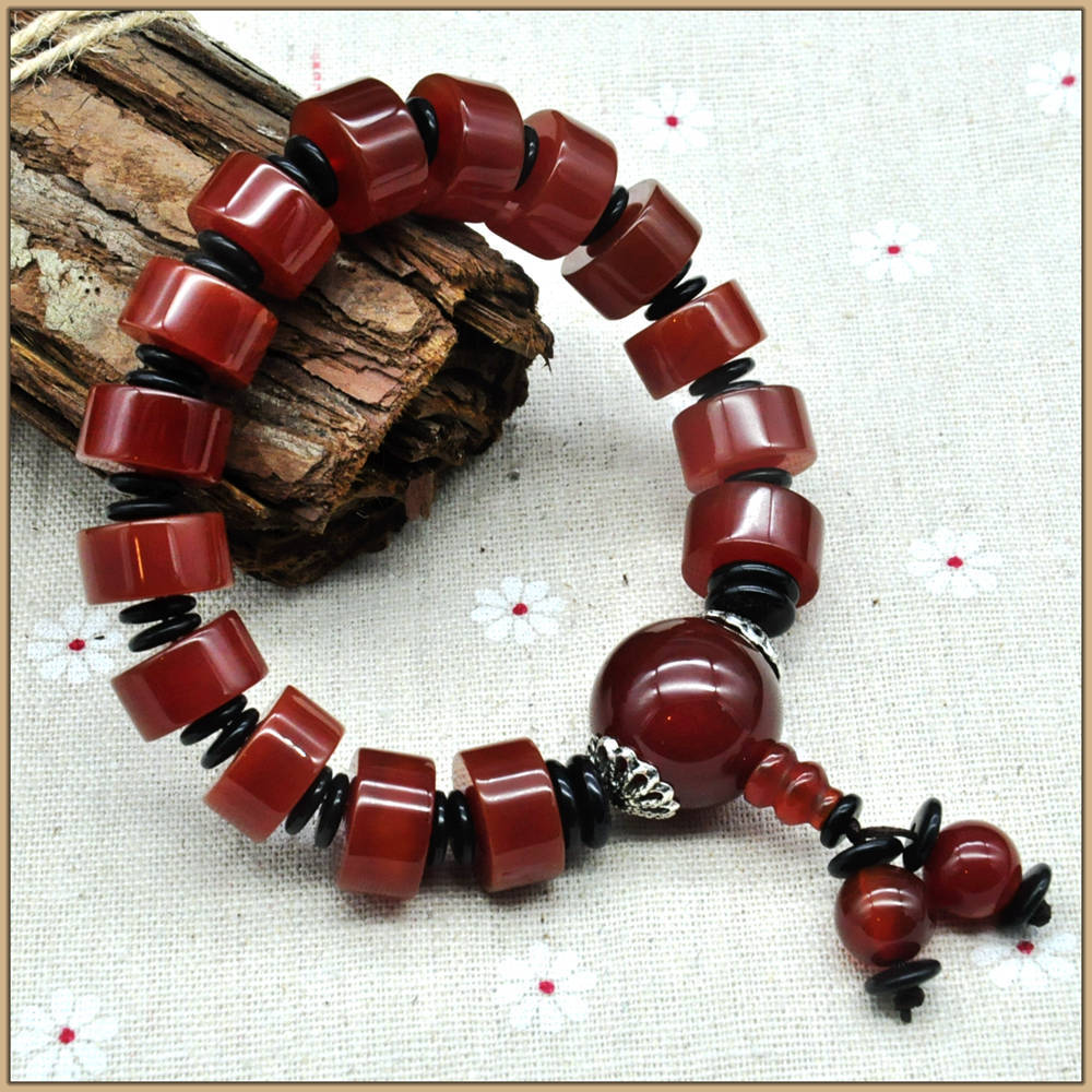 Agate Bracelet Ruby Beads Natural Gemstone Topaz Stone String Bangle Pulseira Berloque Fashion Gift Pulceras Para Mujer Crystal