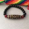 Aged Tibetan Jewelry Bracelet Three Eye DzI Bead Bracelet For Men And Women Qualitied Old Stone Natural BlacK Stone