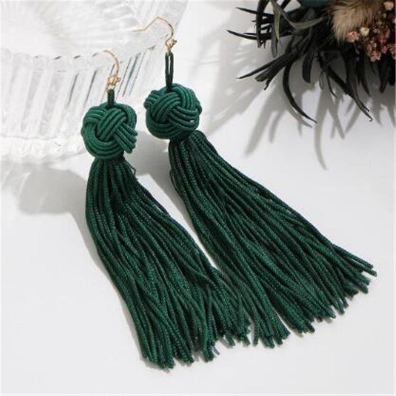 Colorful Woven Ball Statement Tassel Long Earring for Women Fashion Fringed 2020 Dangle jewelry Brincos Bijoux Hot