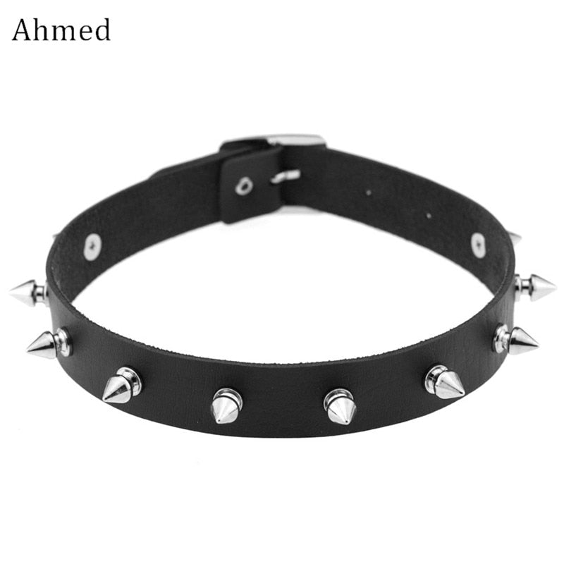 Ahmed Harajuku Spike Rivet Choker Belt Collar Women Pu Leather Goth Necklace for Women Party Club Chocker Sexy Gothic Jewelry