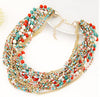 Jewelry Bohemia 5 Colors Candy Beads multi layer Statement Necklace Woman New Alloy Pendants Choker Necklaces 56