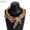 Ahmed Design Exaggerated Punk Full Rhinestone Crocodile Necklace for Women Trend Statement Necklace Collar Bijoux