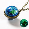 Ahmed Unisex Glow In The Dark Moon Necklace Galaxy Planet Glass Cabochon Pendant Necklace Vintage Luminous Jewelry Women Gifts