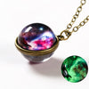 Ahmed Unisex Glow In The Dark Moon Necklace Galaxy Planet Glass Cabochon Pendant Necklace Vintage Luminous Jewelry Women Gifts