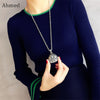 Vintage Silver Hollow Printing Alloy Love Pendant Long Necklace For Women Simple Retro Statement Necklaces Fashion Jewelry