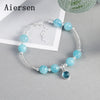2020 Original Women's Bracelet Nature Aquamarine Gemstone Real 925 Silver Jewelry Fresh Beauty Sapphire Female Bracelets