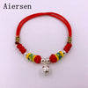 925 Sterling Silver Bracelet Silver Bell Bracelet Handmade Women Lucky Red Rope Beads Charm Bracelet Silver Jewelry