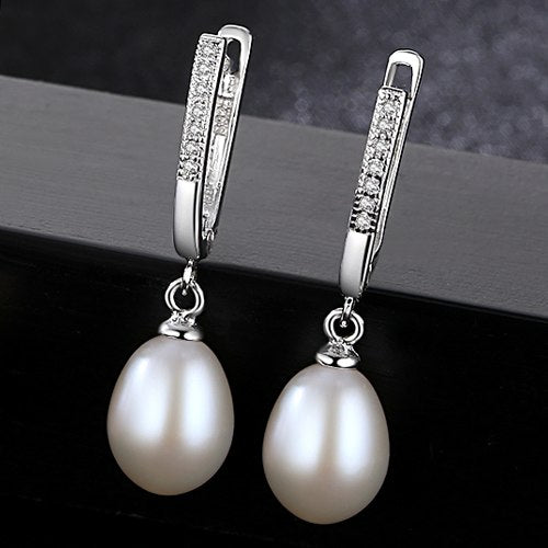 Brand 925 Silver Women's Clip Earring Female Luxury Natural 8-9mm Pearls Handmade Clip Earrings for Women
