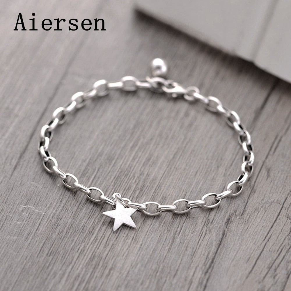 Brand Women's Bracelet Korea Fashion Pentagram Bracelet Vintage S925 Silver Jewelry Original Design Tumblr Jewellery