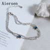 Double Layer Blue Crystal Bracelet Pentagram Five Star Genuine S925 Silver Bracelets for Girl Friend Best Gifts Jewelry