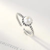 Korean Retro Whorl Women's Ring Fashion Thai Silver 925 Resizeable Ring Female Pearl Screw Thread Design Anello Donna