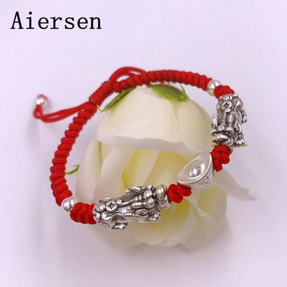 Lucky Red Rope Bracelets 925 Sterling Silver Bracelets Tibetan Buddhist Knots Adjustable Charm Bracelet for Men Women