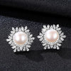 Luxurious Women's Stud Earrings Female Snowflake Earring 925 Sterling Silver Jewelry Natural Pearl for Women Aretes 2020