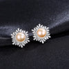 Luxurious Women's Stud Earrings Female Snowflake Earring 925 Sterling Silver Jewelry Natural Pearl for Women Aretes 2020