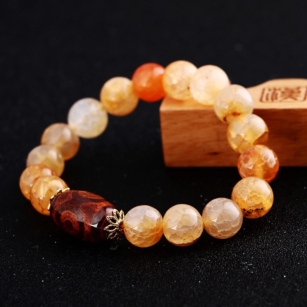 Men Women Nature Dzi Beads Bracelets Lucky Bracelet Silver 925 Fashion 8mm-14mm Opal Agate Obsidian Handmade Jewelry