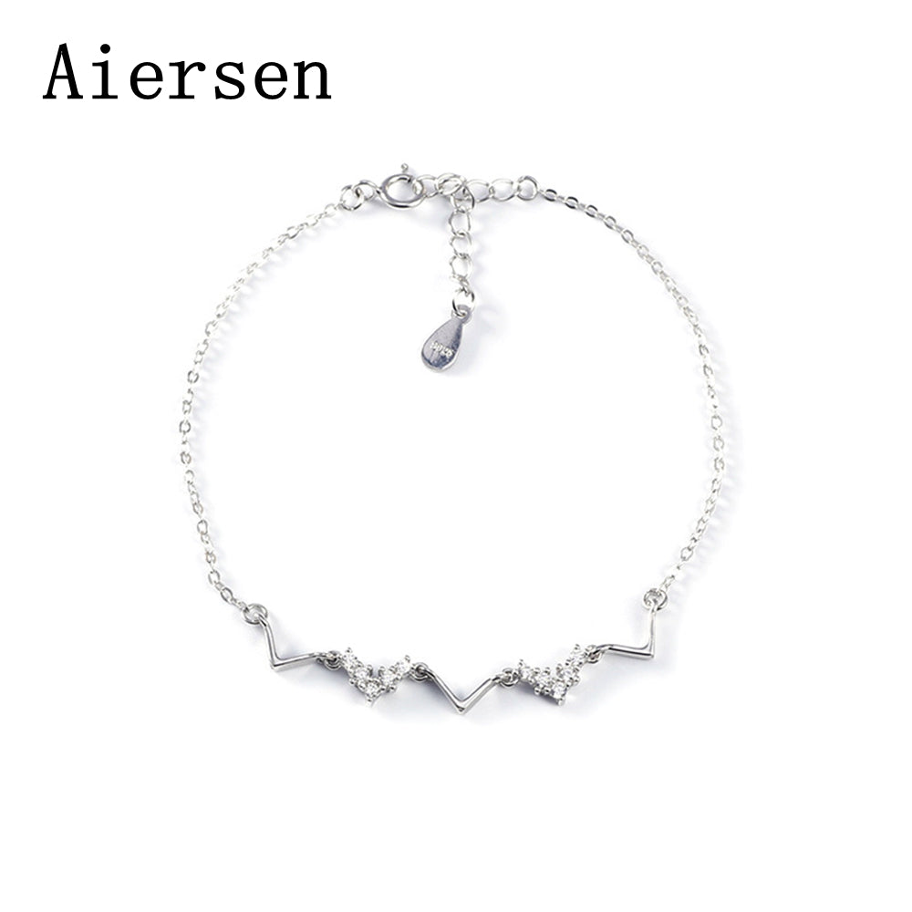 Pure S925 ECG Charm Bracelet Cardiogram for Women Valentines Gift Pulseras Mujer Bracciali Donna Bijoux En Argent 925