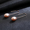 Women's Drop Earring Genuine 7-8mm Nature Pearl Hook Earrings for Women 925 Sterling Silver Jewelry Pearls