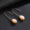 Women's Drop Earring Genuine 7-8mm Nature Pearl Hook Earrings for Women 925 Sterling Silver Jewelry Pearls