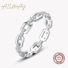 Ailmay 100% 925 Sterling Silver Simple Cadena Hueca Stackable Charm Finger Ring For Women Girls Party Accessories Jewelry
