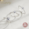 Ailmay Real 925 Sterling Silver Simple Sparkling Round Clear Zircon Ring For Women Classic Luxury Wedding Accessories Jewelry