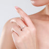 Ailmay Real 925 Sterling Silver Simple Sparkling Round Clear Zircon Ring For Women Classic Luxury Wedding Accessories Jewelry