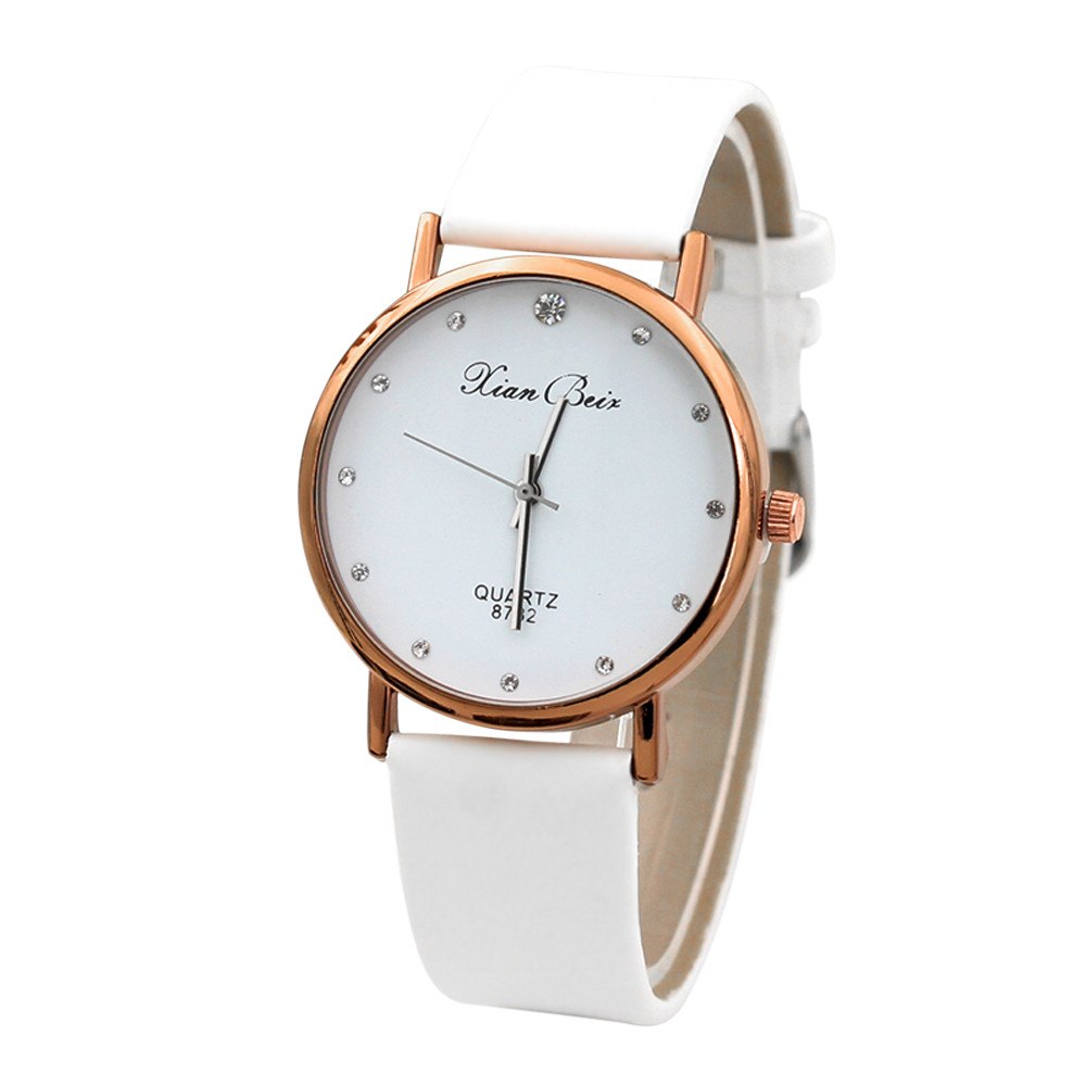 2020 style Women's quartz CasualStainless Steel wristwatch Diamond Case Leatheroid Band Round Dial Quartz Wrist Watch