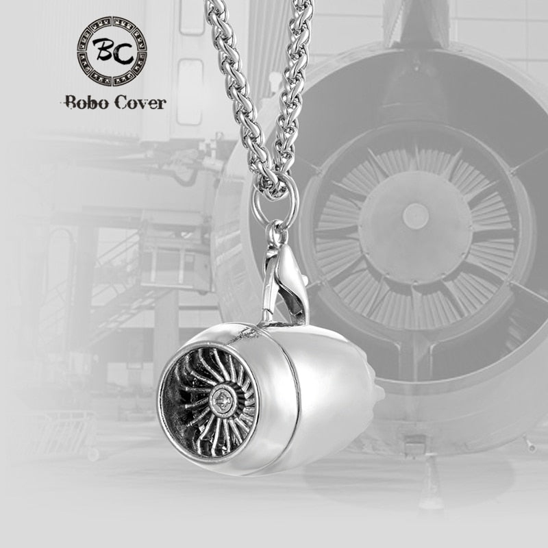 Airplane engine Pendant Necklaces Men Women Aircraft Turbine Brelok Bag Pendant Keychain Stainless steel Chain Jewelry