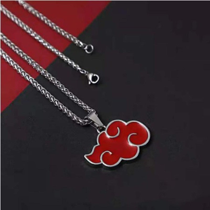 Akatsuki Red Cloud Pendant Necklace for Women Narutos Anime Accessories Itachi Titanium Jewelry Cartoon Men's Neck Chains Gift