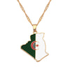 Algeria Map & Flag Necklace Gold Color Enamel Map Pendant Chain necklaces Trendy Jewelry Maps of Algeria Ethnic Gifts Bijoux