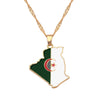 Algeria Map & Flag Necklace Gold Color Enamel Map Pendant Chain necklaces Trendy Jewelry Maps of Algeria Ethnic Gifts Bijoux
