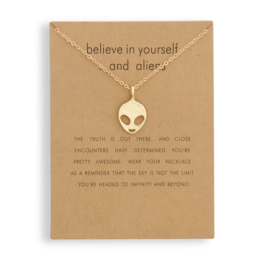 Alien Pendant Chain Necklace Believe In Yourself Clavicle Necklace For Women