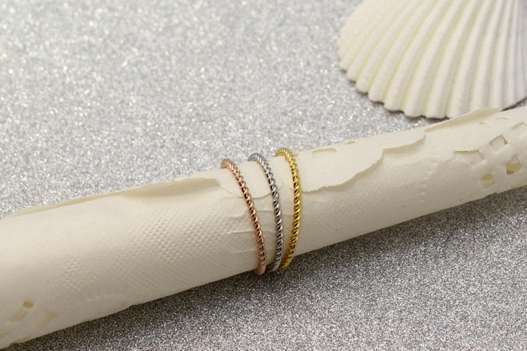 Aliexpress Hot Sell Vintage Women Men Love Ring Twisted Wire Rings White/Yellow/Rose gold rings Wedding Ring Anel Brand Jewelry