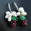 Aliexpress Wholesale Natural Pearl Oval beads and Garnet stone Handmade Grapes Shape 925 Dangle Earring