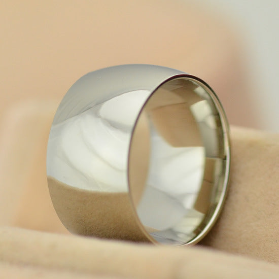 Aliexpress sale 12cm wide glossy ring white gold titanium steel big ring for women men punk rock ring anillos vintage jewelry