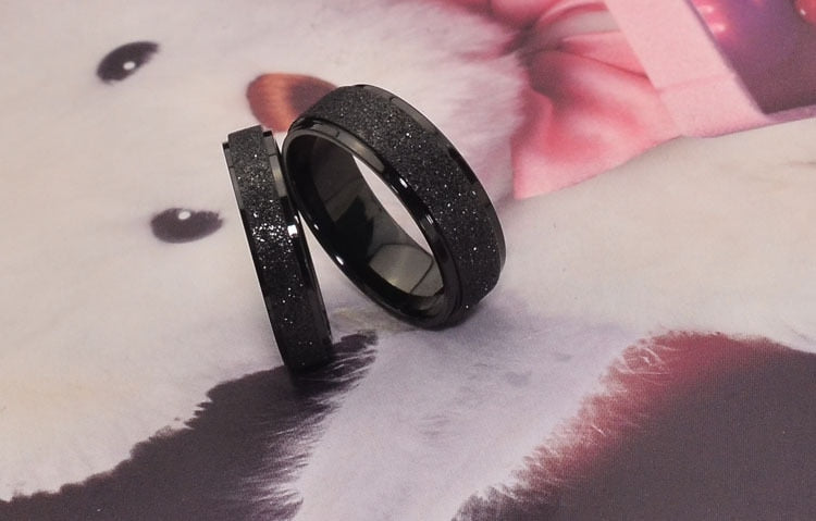 Aliexpress sale 316l stainless steel 0.6cm wide shinning black brushed ring for women men punk rock rings 2015 Christmas gift