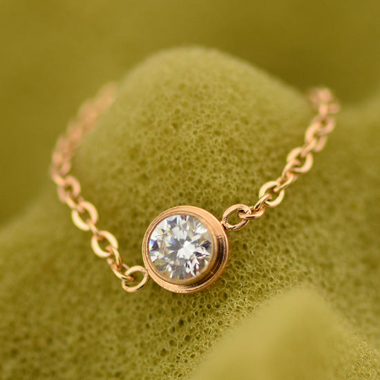 Aliexpress sale new fashion rose gold titanium steel link chain ring zirconia rings for women men anillos jewelry Christmas gift