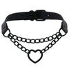 All Black Heart Chain Choker Goth Girls Collar Grunge Style Punk Chokers Harajuku Kawaii Necklace Chocker Halloween Accessories