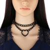 All Black Heart Chain Choker Goth Girls Collar Grunge Style Punk Chokers Harajuku Kawaii Necklace Chocker Halloween Accessories