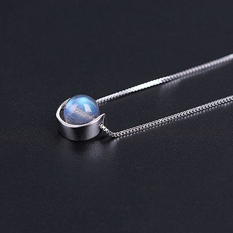 All my life around you Moonstone pendant S925 Sterling silver chain necklace Simple fashion neckless jewelry Drop Shipping