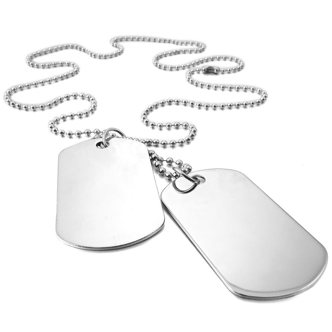 Alloy Pendant Necklace Pendant Silver Double Dog Tag plate Army Biker Chain Necklace Man Woman